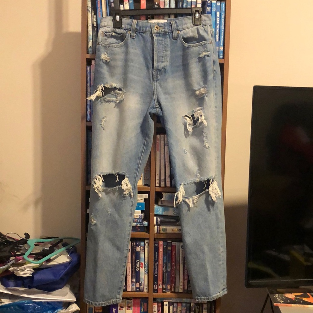 Pistola High Waisted Distressed Light Wash Jeans Sz 28